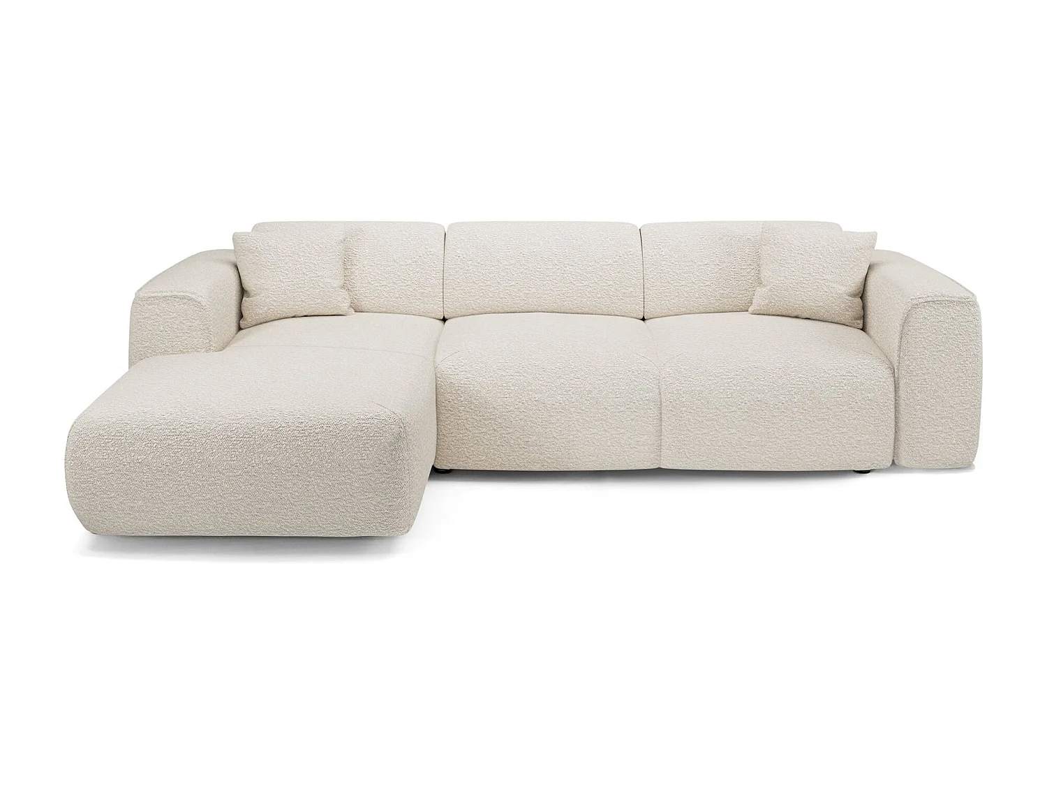 Canapé convertible angle gauche 5 places bouclette crème YUMA