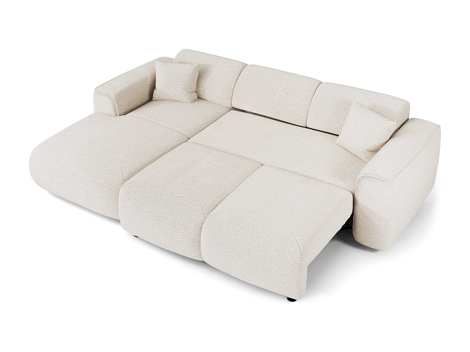 Canapé convertible angle gauche 5 places bouclette crème YUMA