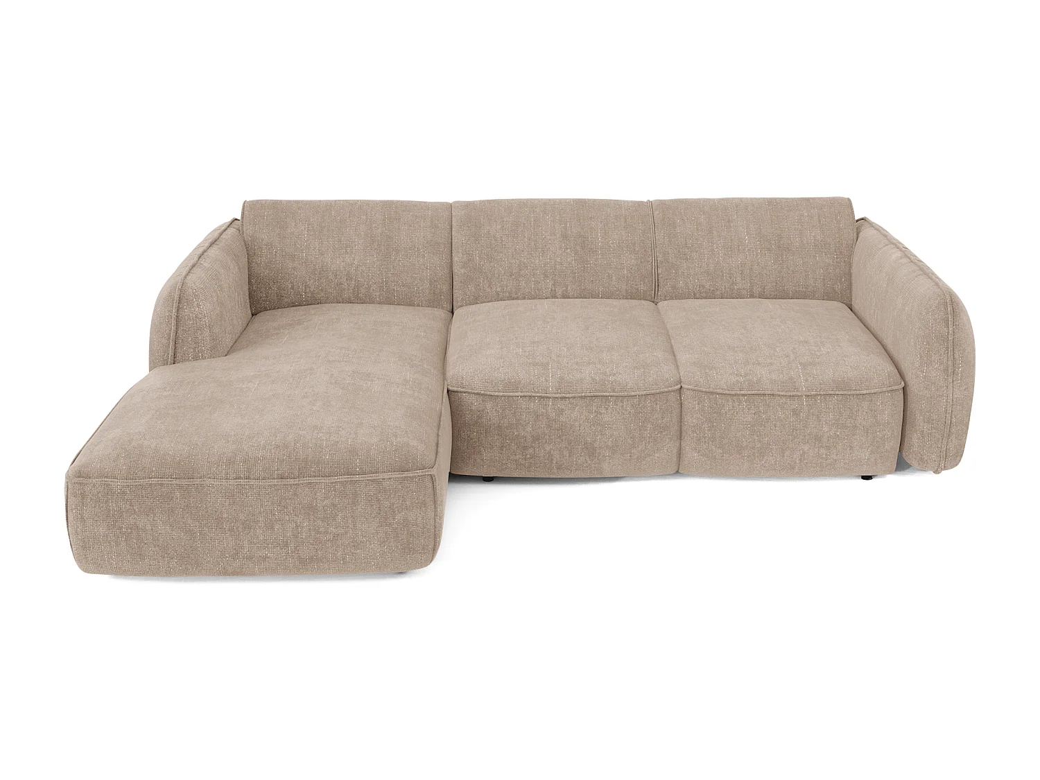 Canapé d'angle gauche convertible 4 places velours tramé beige LIVIA