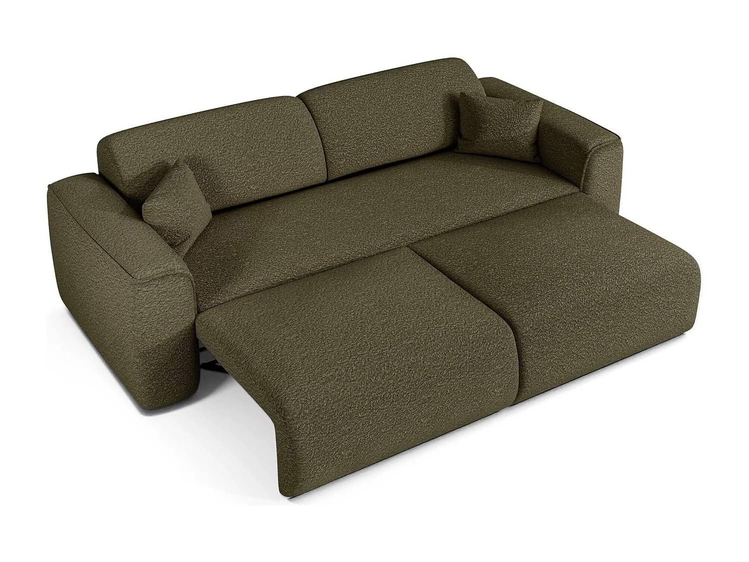 Canapé convertible 4 places bouclette vert olive YUMA