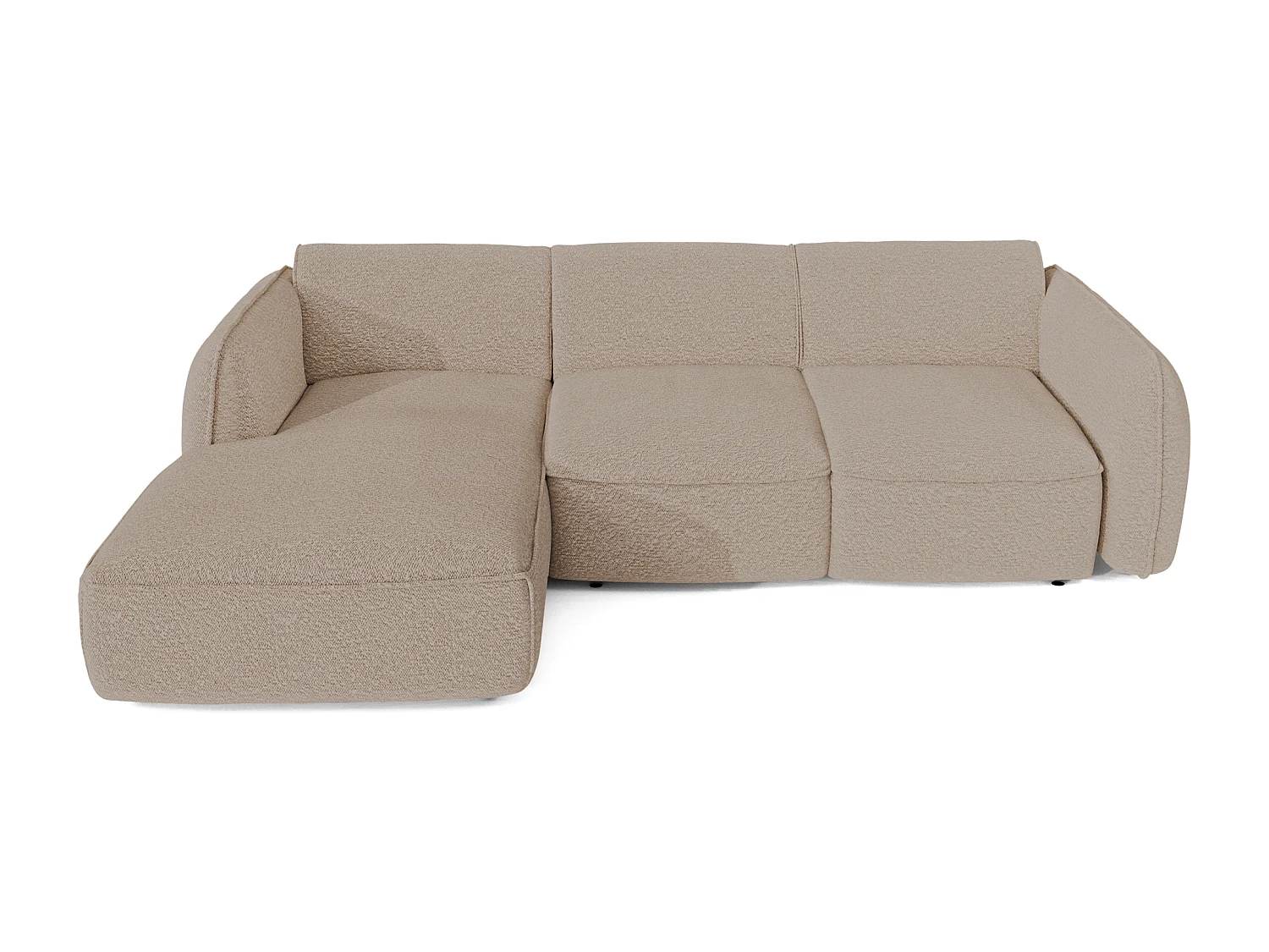Canapé d'angle gauche convertible 4 places tissu bouclette beige LIVIA