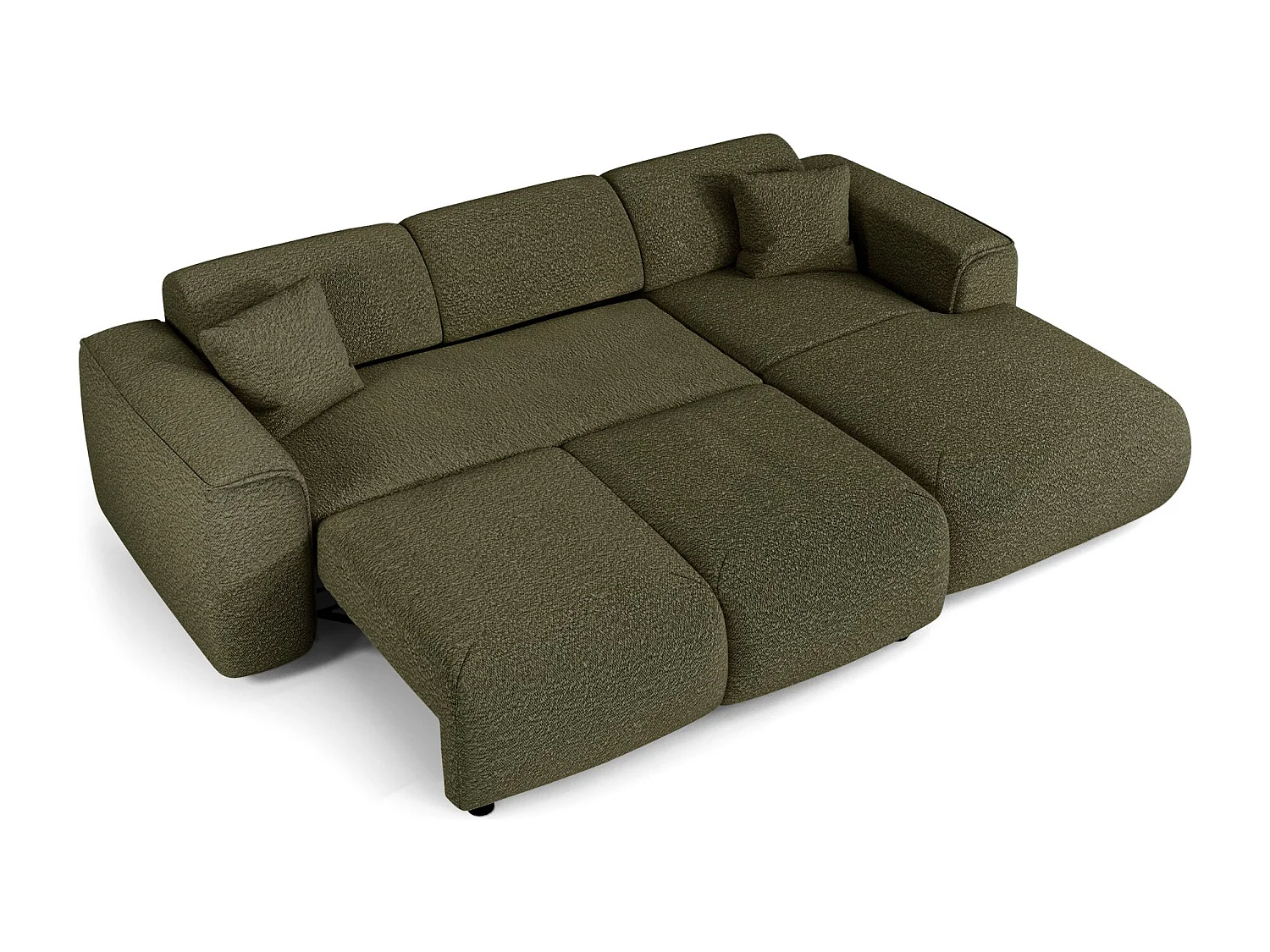 Canapé convertible angle droit 5 places bouclette vert olive YUMA