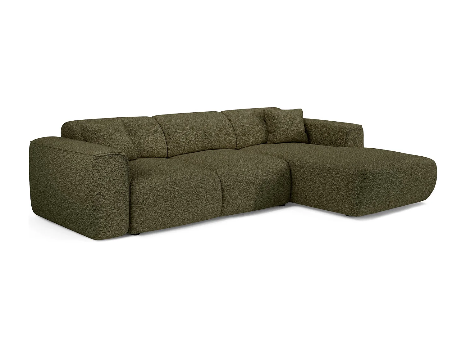 Canapé convertible angle droit 5 places bouclette vert olive YUMA