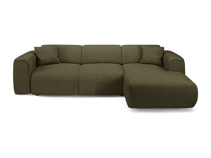 Canapé convertible angle droit 5 places bouclette vert olive YUMA