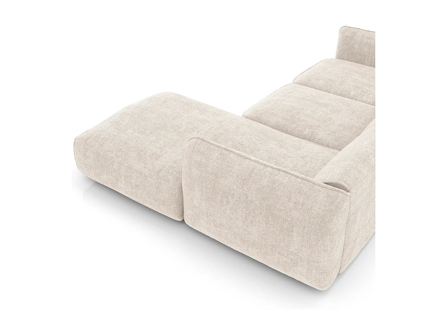 Canapé d'angle droit velours tramé crème LIVIA