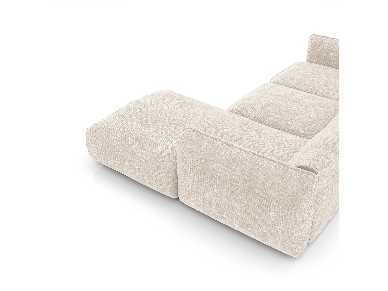 Canapé d'angle droit 5 places en velours crème LIVIA