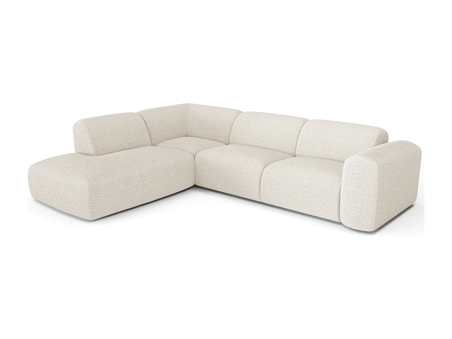 Canapé 5 places grand angle gauche bouclette crème MYRA
