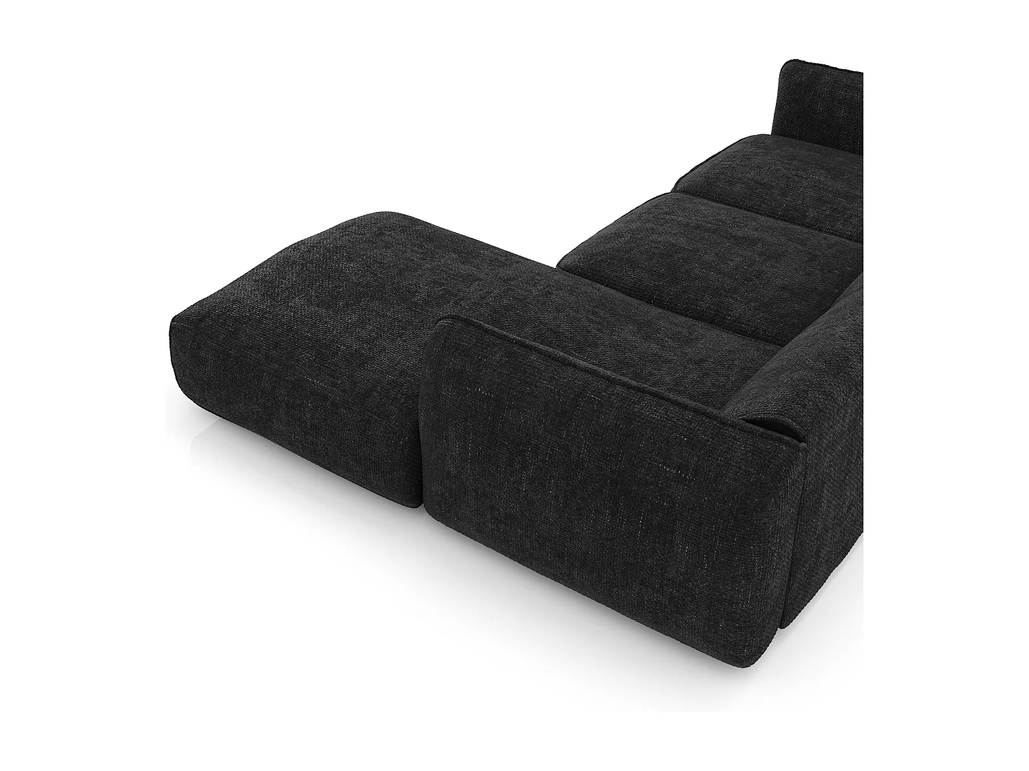 Canapé d'angle droit velours tramé anthracite foncé LIVIA