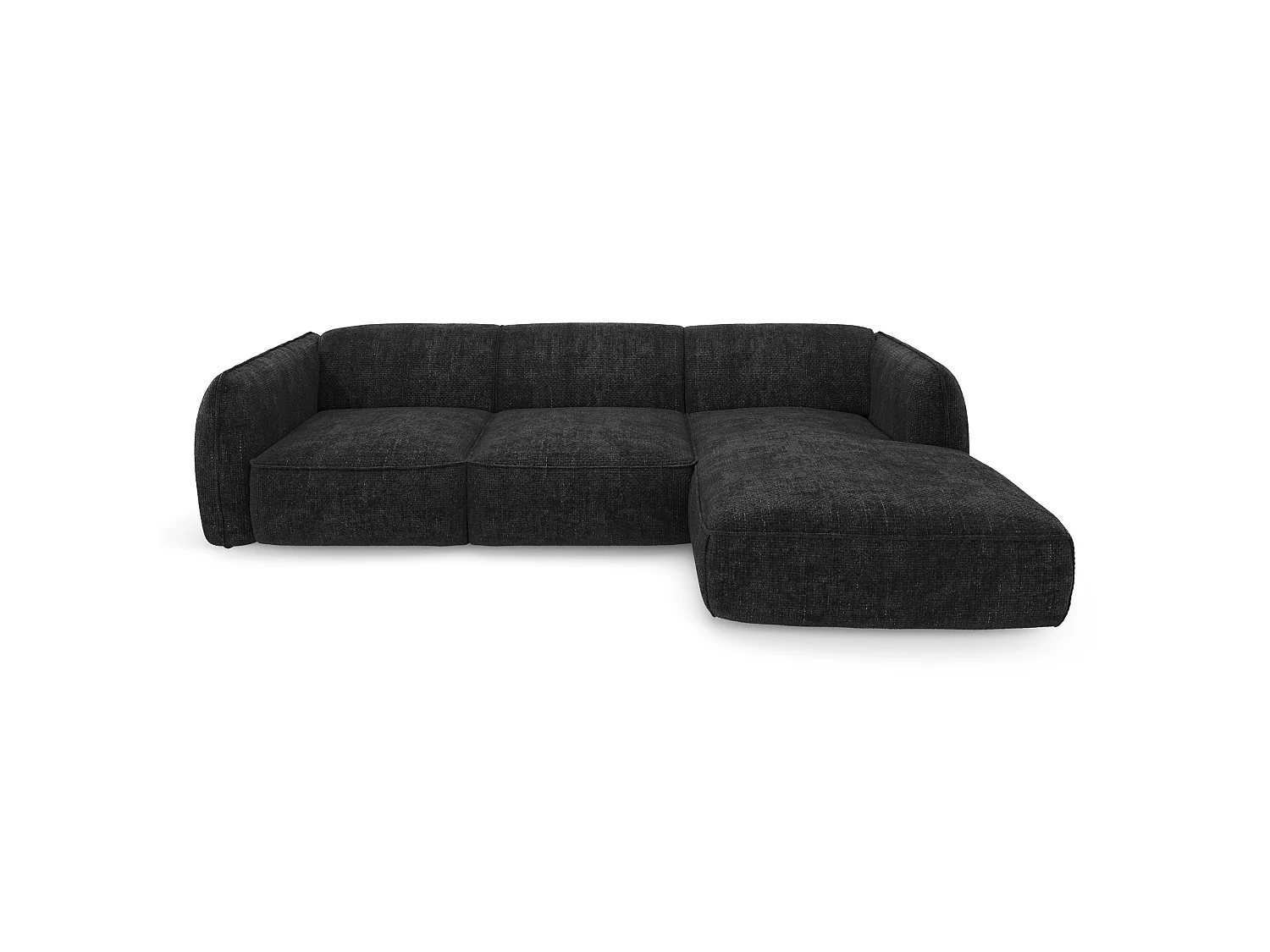 Canapé d'angle droit 5 places en velours anthracite LIVIA