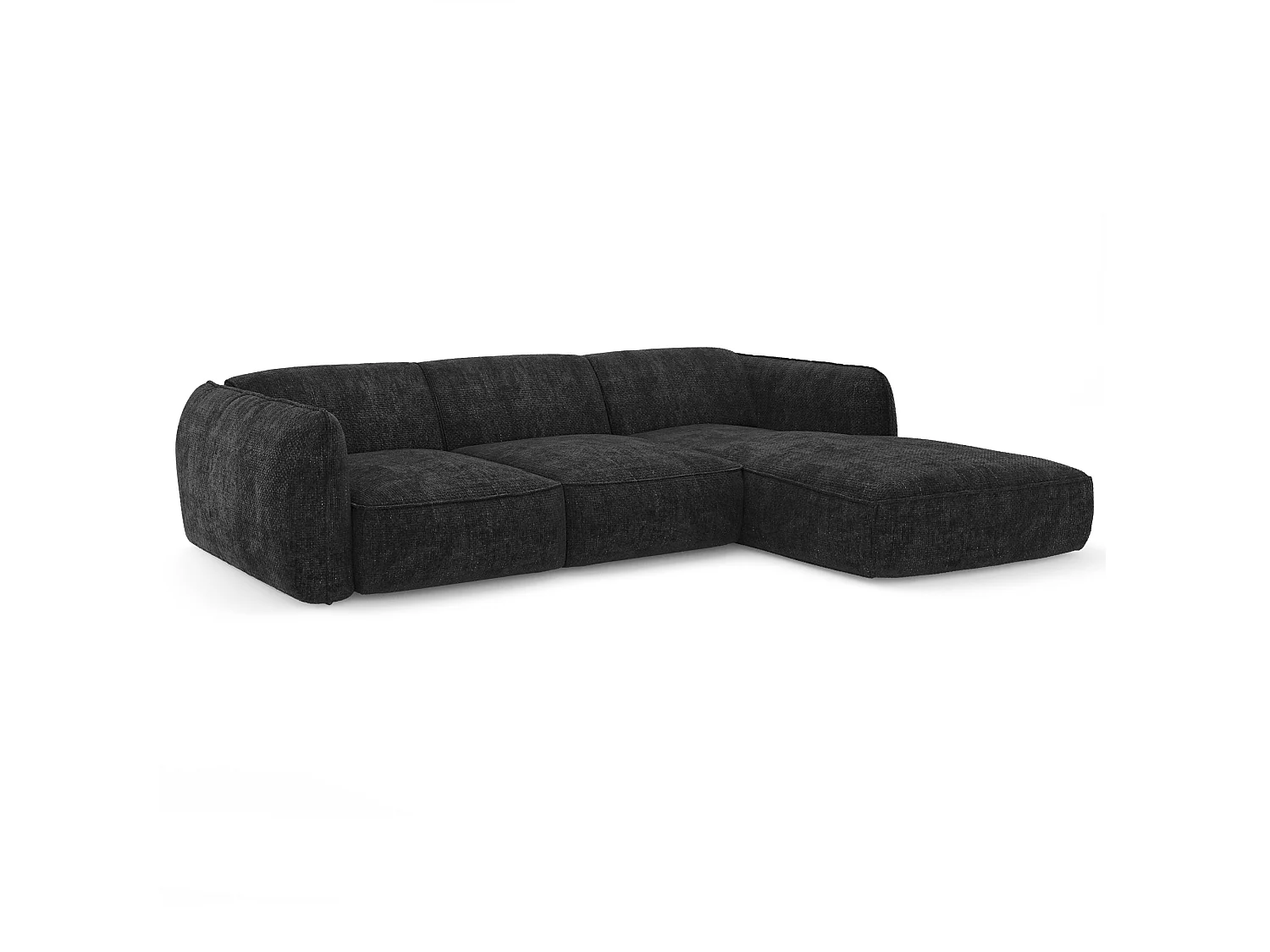 Canapé d'angle droit 5 places en velours anthracite LIVIA