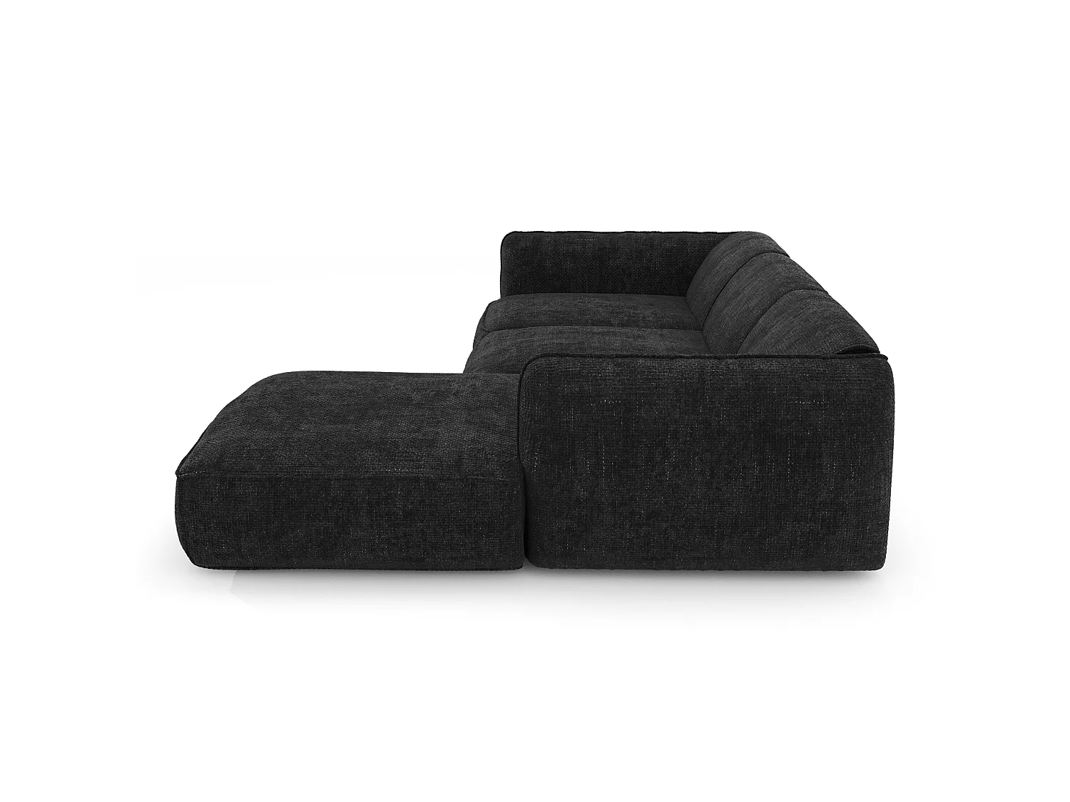 Canapé d'angle droit 5 places en velours anthracite LIVIA