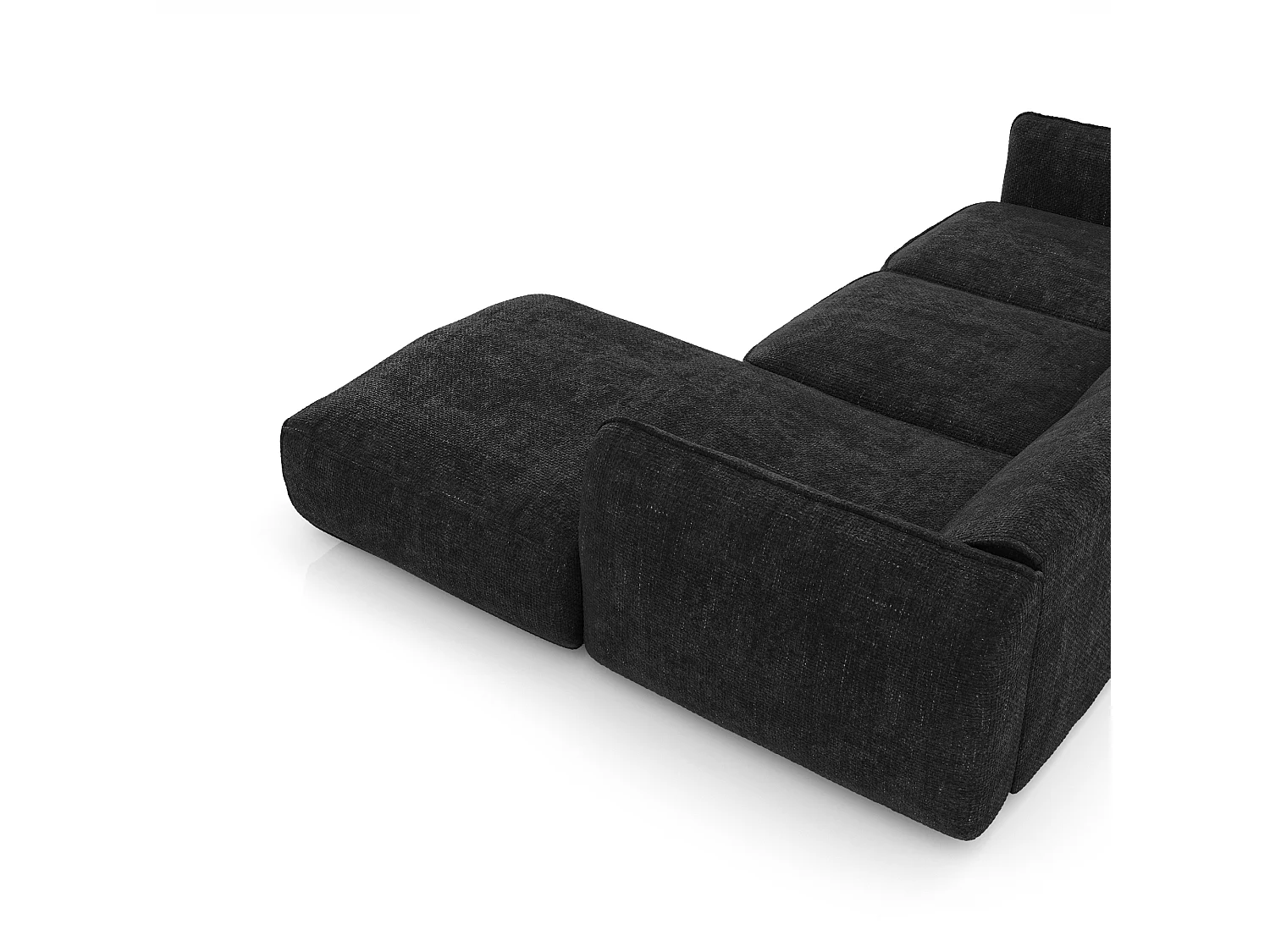 Canapé d'angle droit 5 places en velours anthracite LIVIA