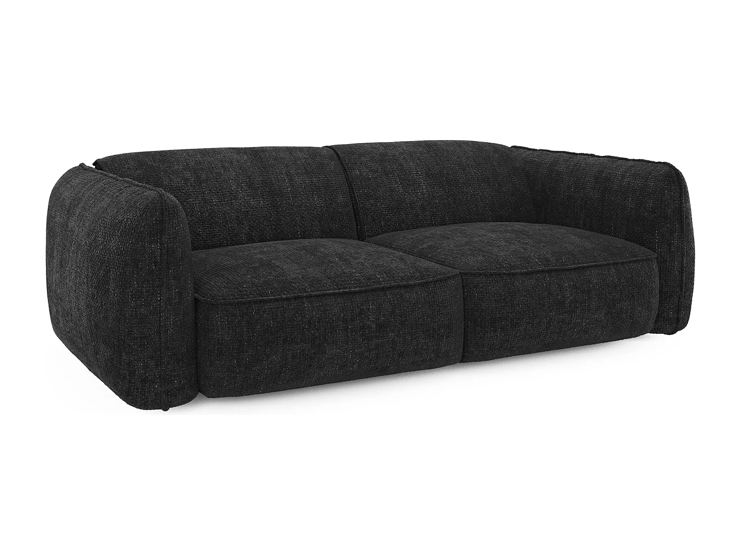 Canapé LIVIA 4 places en velours tramé anthracite foncé