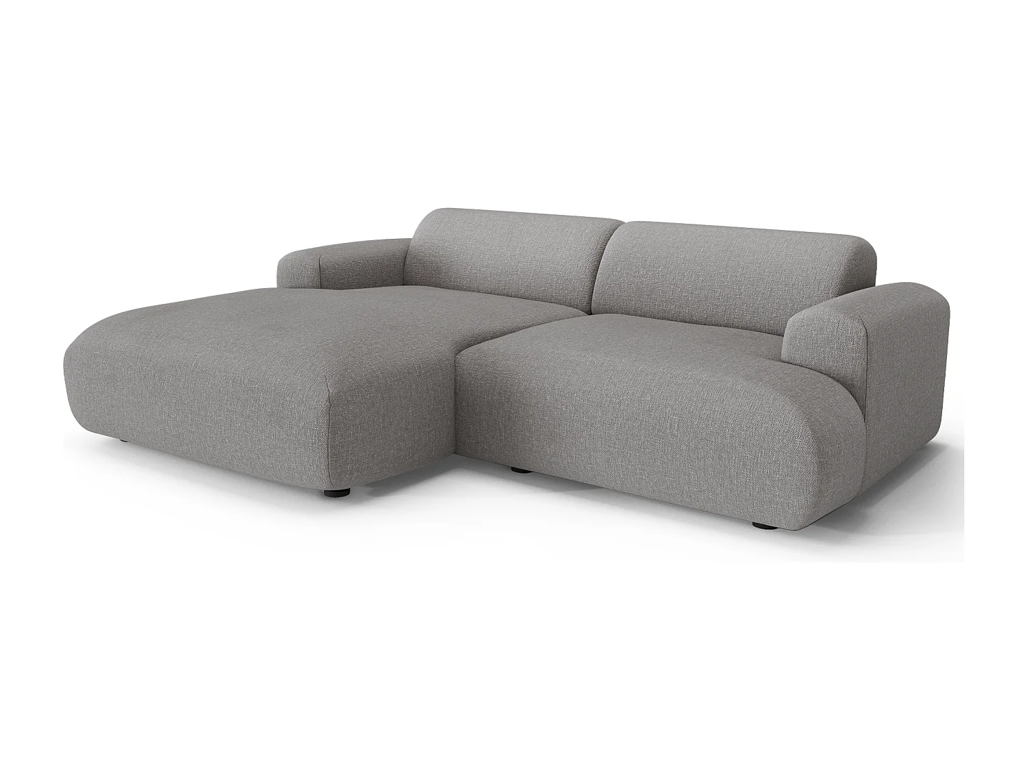 Canapé d'angle gauche 4 places tissu tramé gris clair 266cm MYRA