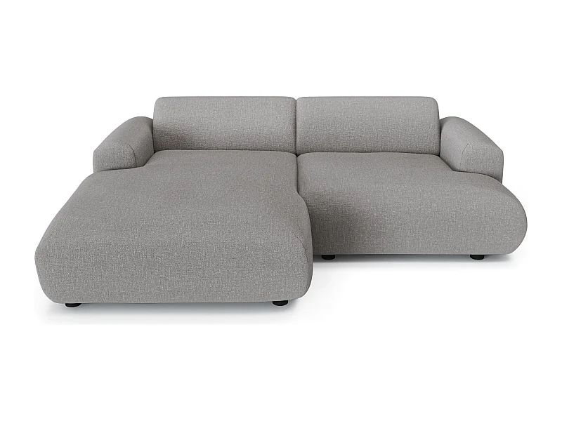 Canapé d'angle gauche 4 places tissu tramé gris clair 266cm MYRA