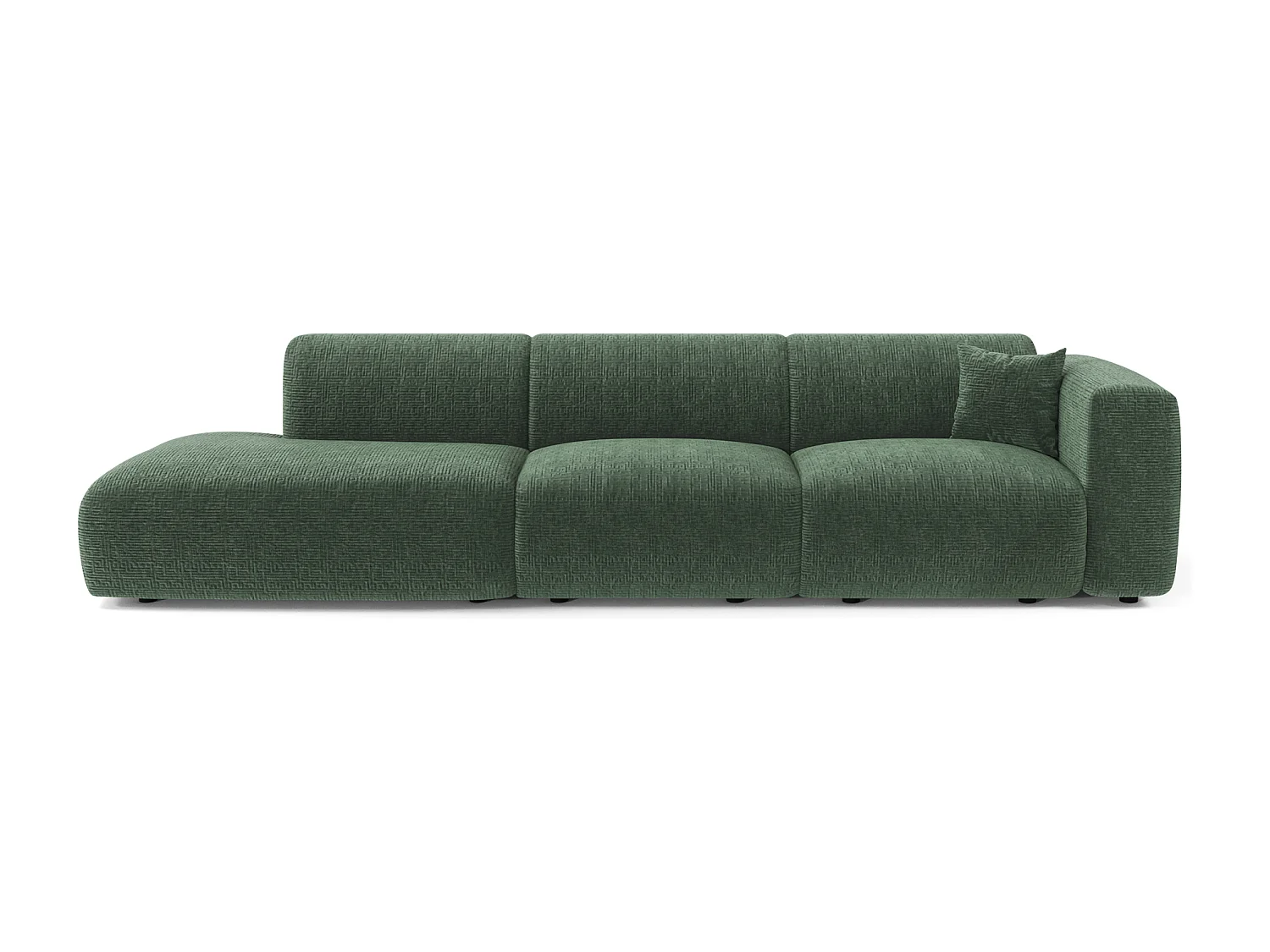 Canapé droit 5 places velours à motifs vert émeraude 310cm MYRA