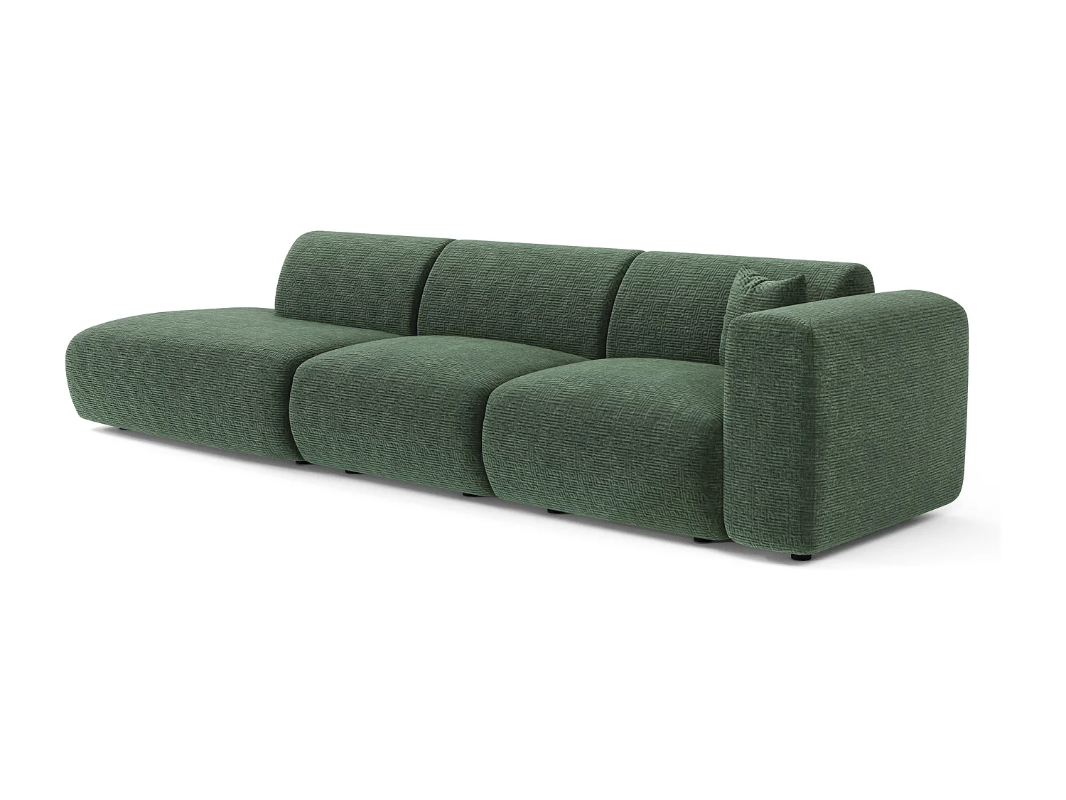 Canapé droit 5 places velours à motifs vert émeraude 310cm MYRA
