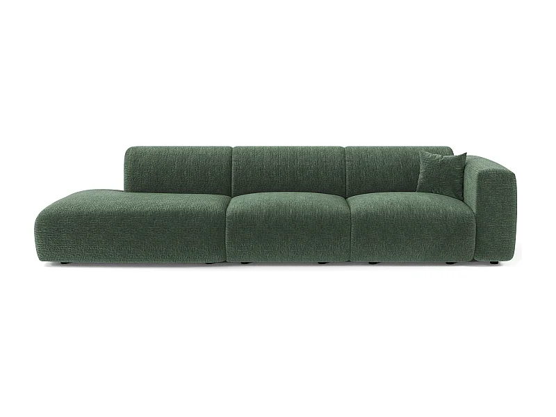 Canapé droit 5 places velours à motifs vert émeraude 310cm MYRA