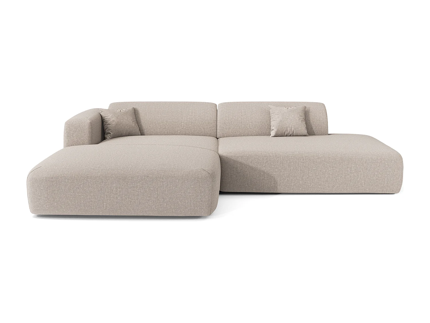 Canapé angle gauche ouvert tissu tramé beige 5 places MYRA