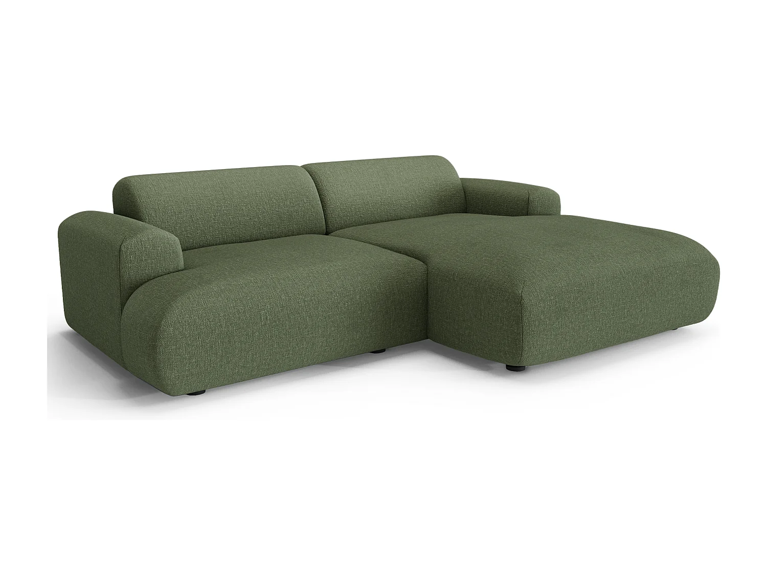 Canapé d'angle droit 4 places tissu tramé vert olive 266cm MYRA