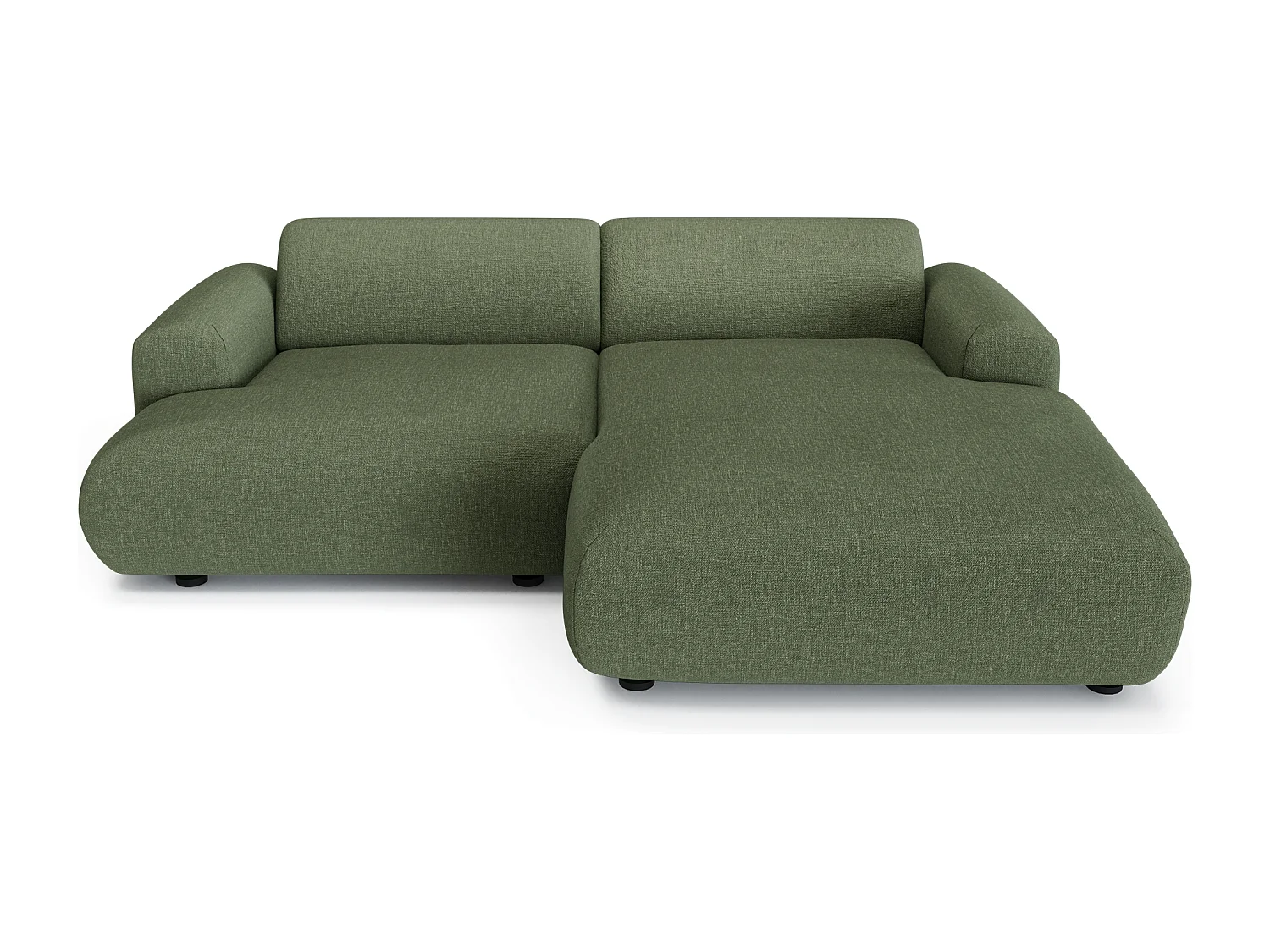 Canapé d'angle droit 4 places MYRA en tissu tramé vert olive