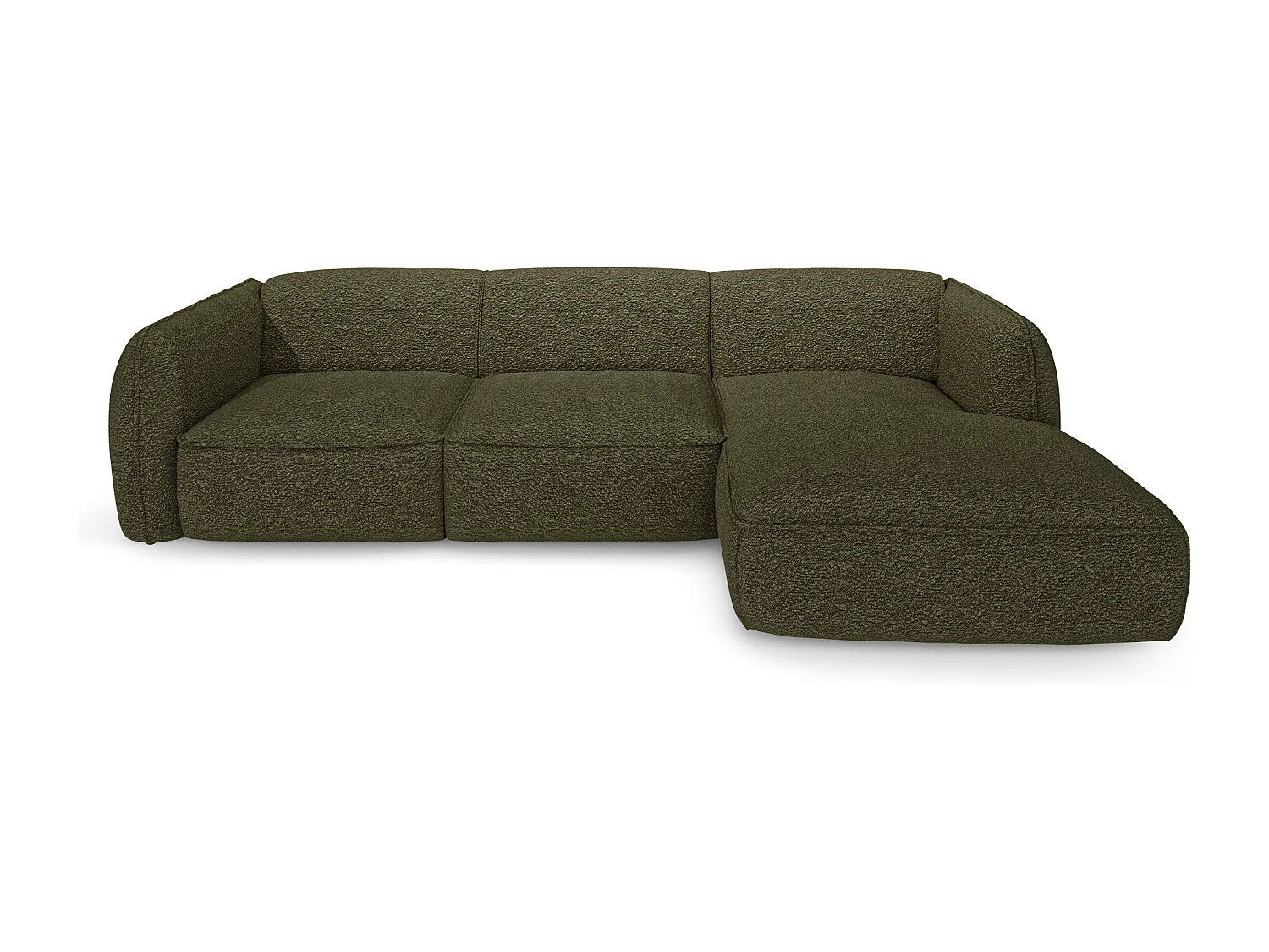 Canapé d'angle droit bouclette vert olive LIVIA