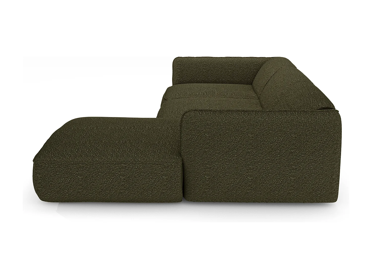 Canapé d'angle droit bouclette vert olive LIVIA