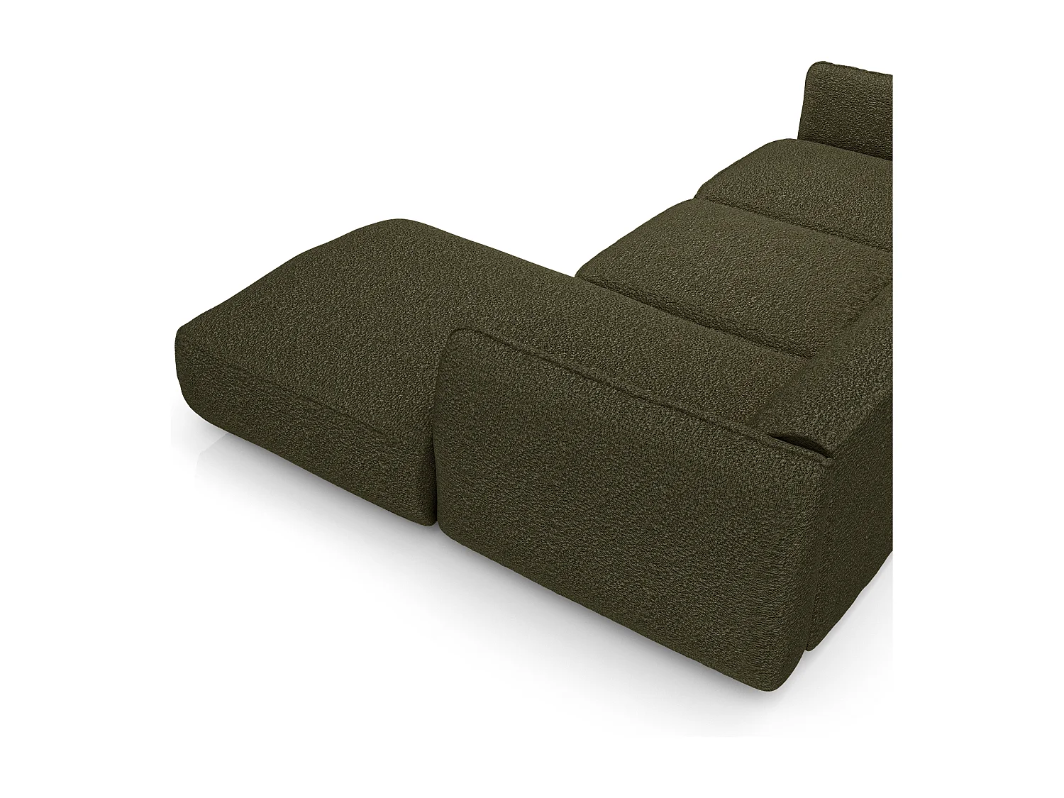 Canapé d'angle droit bouclette vert olive LIVIA