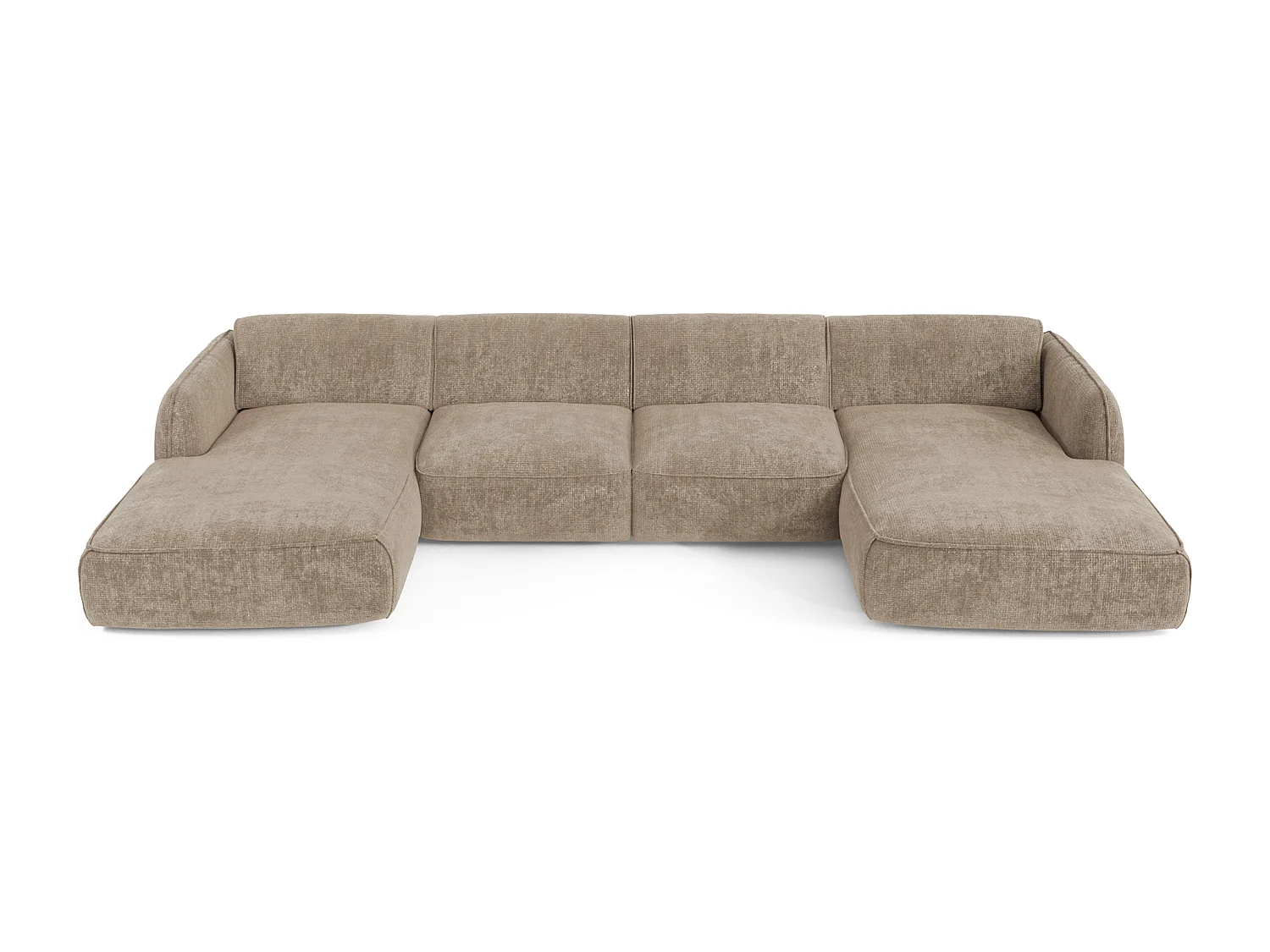 Canapé panoramique 7 places velours tramé taupe  LIVIA