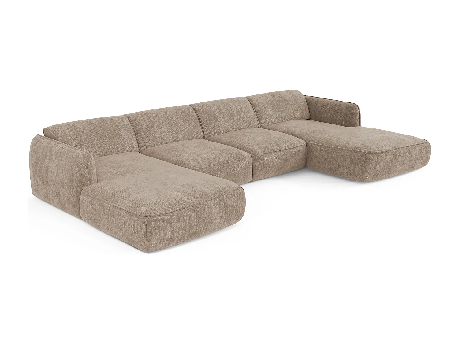 Canapé panoramique 7 places velours tramé taupe  LIVIA