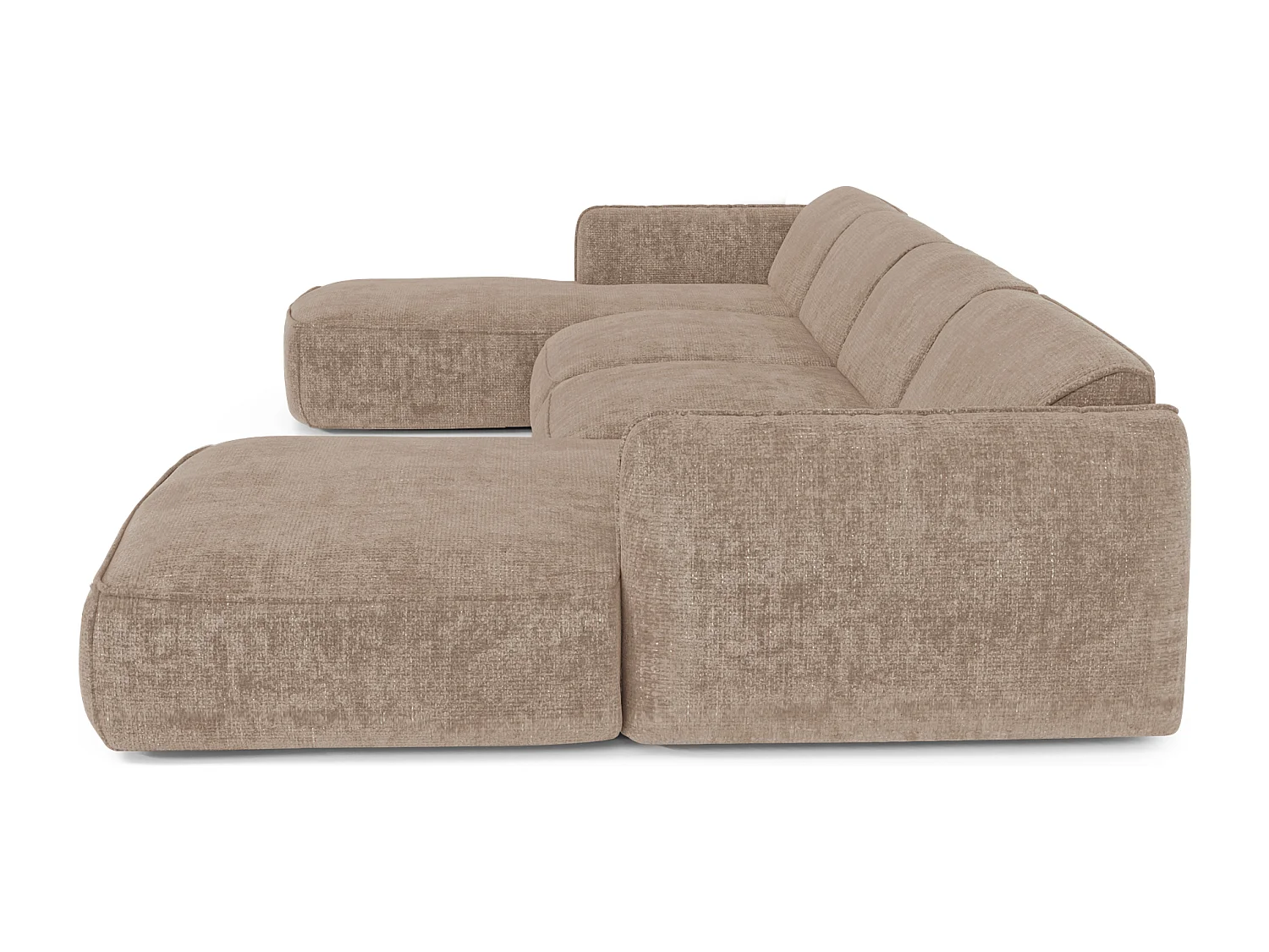 Canapé panoramique 7 places velours tramé taupe  LIVIA