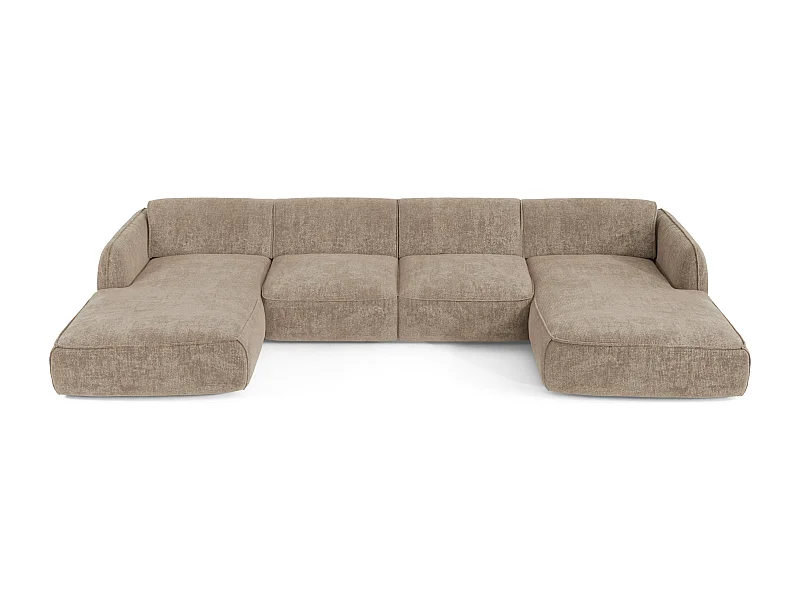 Canapé panoramique 7 places velours tramé taupe  LIVIA