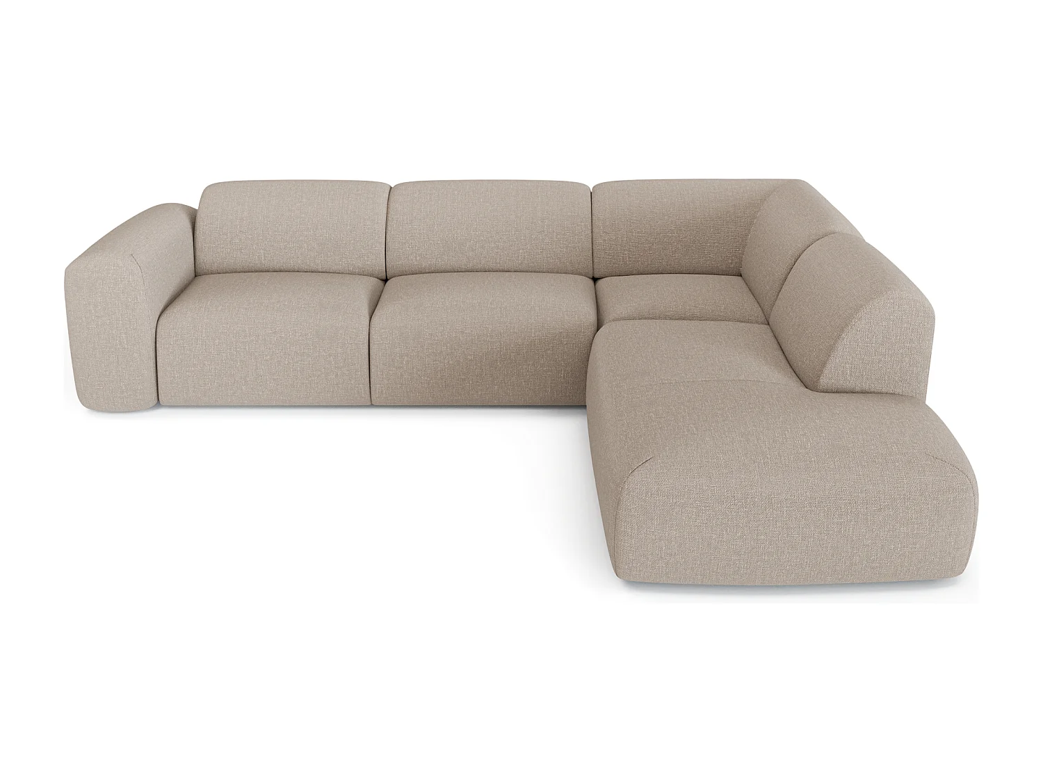 Canapé grand angle droit 5 places tissu tramé beige MYRA