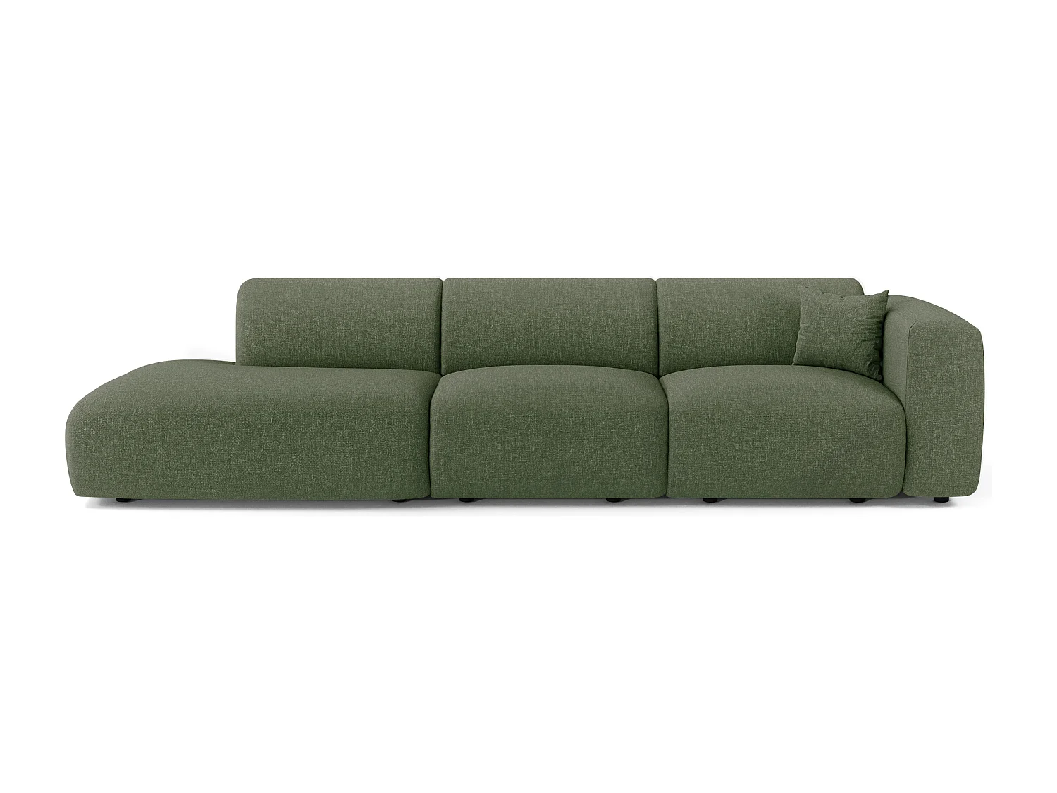 Canapé droit 5 places tissu tramé vert olive 310cm MYRA