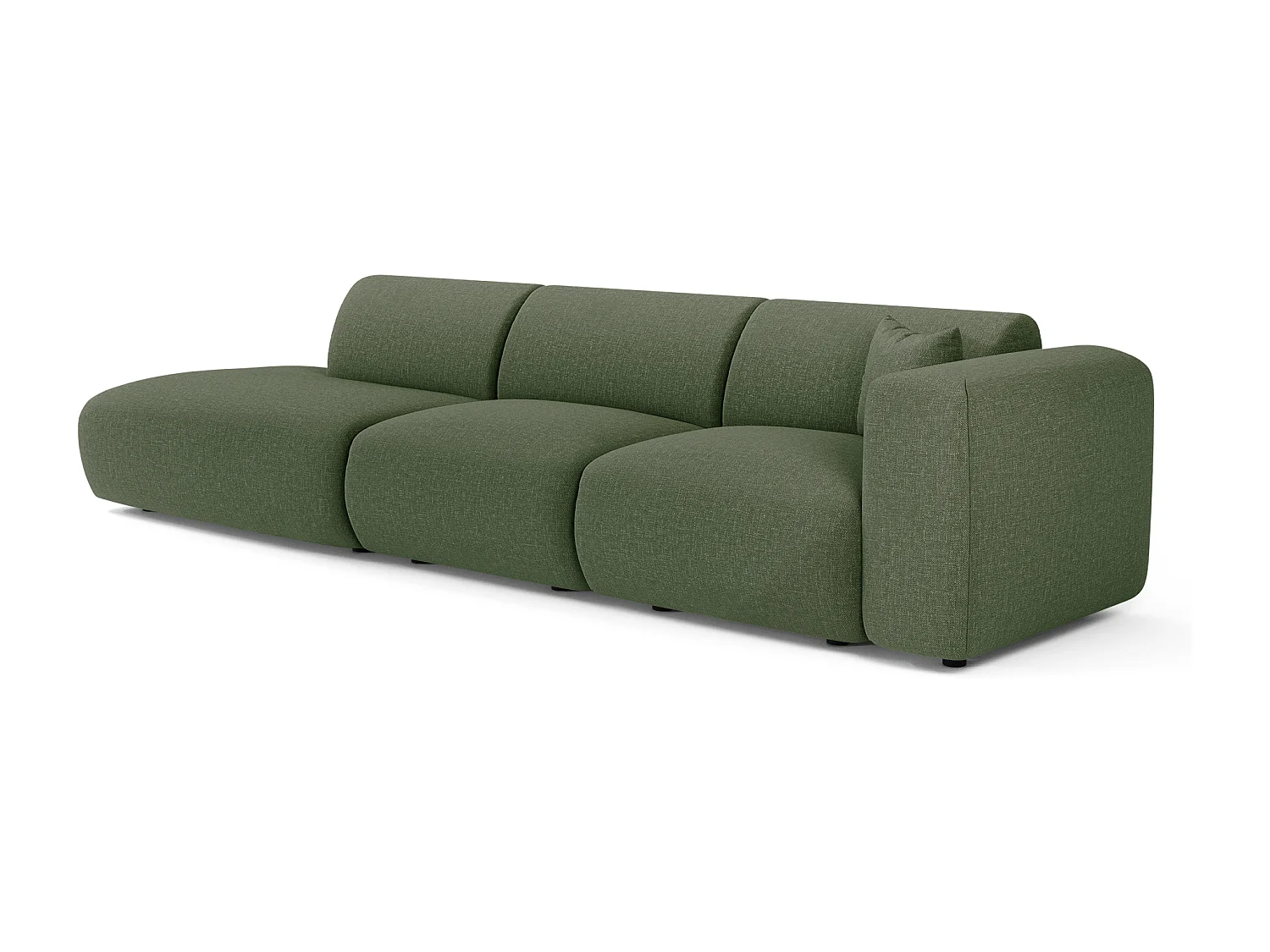 Canapé droit 5 places tissu tramé vert olive 310cm MYRA