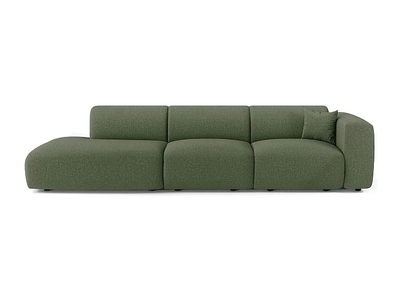 Canapé droit 5 places tissu tramé vert olive 310cm MYRA