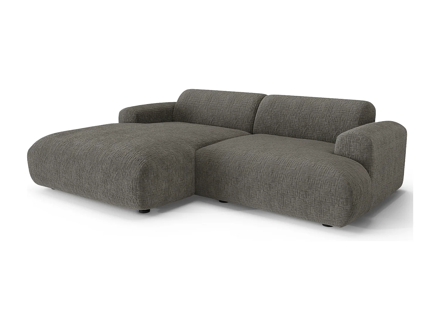 Canapé d'angle gauche 4 places velours à motifs gris 266cm MYRA