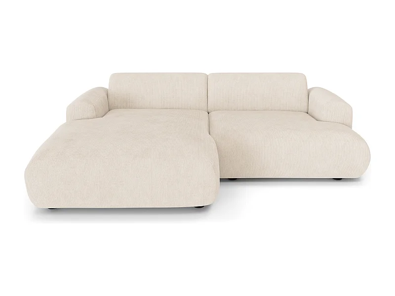 Canapé d'angle gauche 4 places velours côtelé crème 266cm MYRA