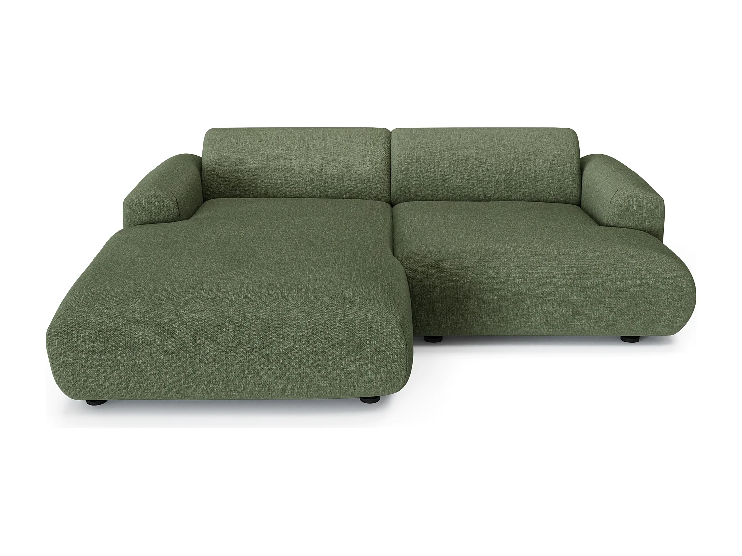 Canapé d'angle gauche 4 places tissu tramé vert olive 266cm MYRA