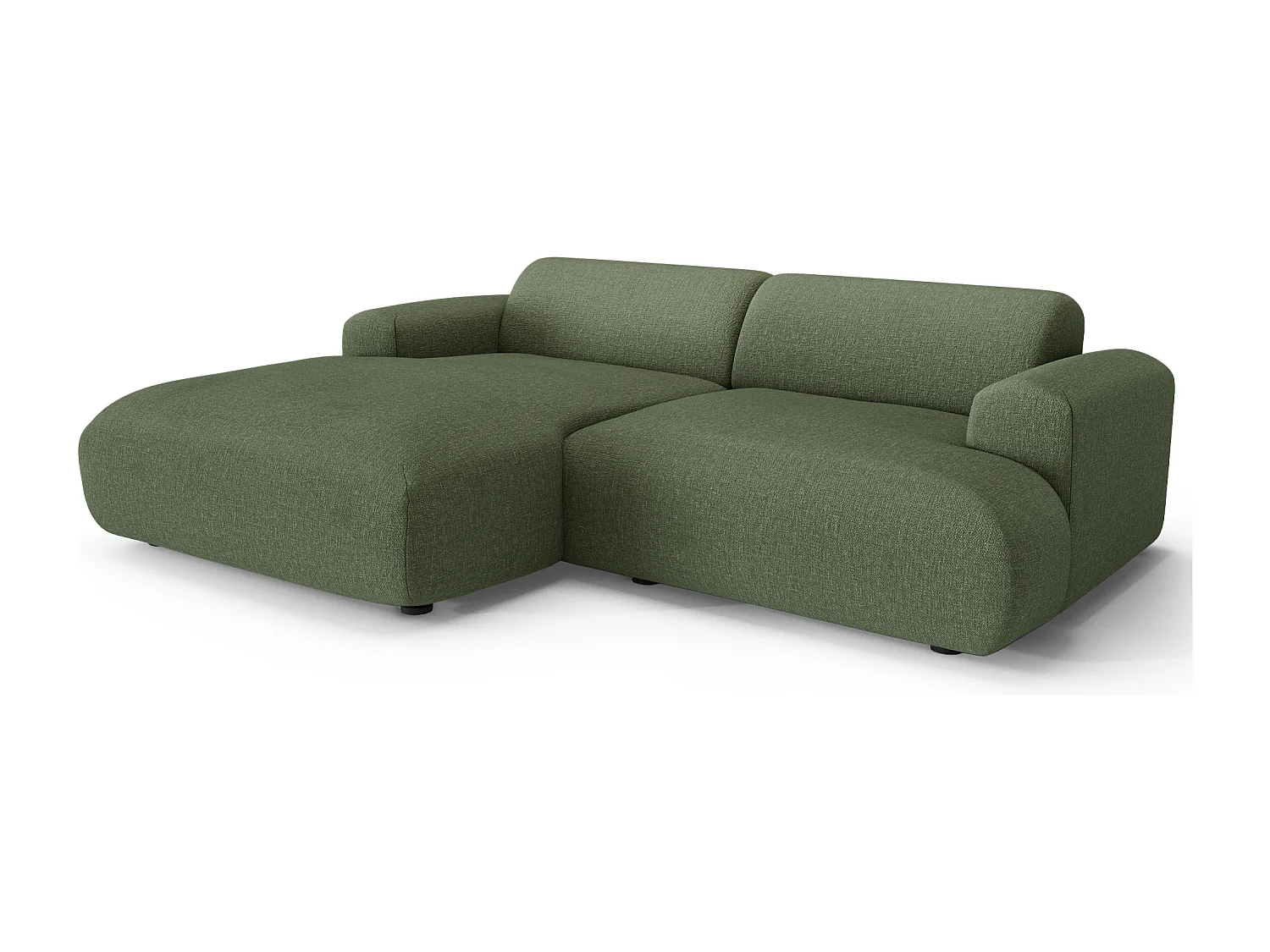 Canapé d'angle gauche MYRA 4 places en tissu tramé vert olive