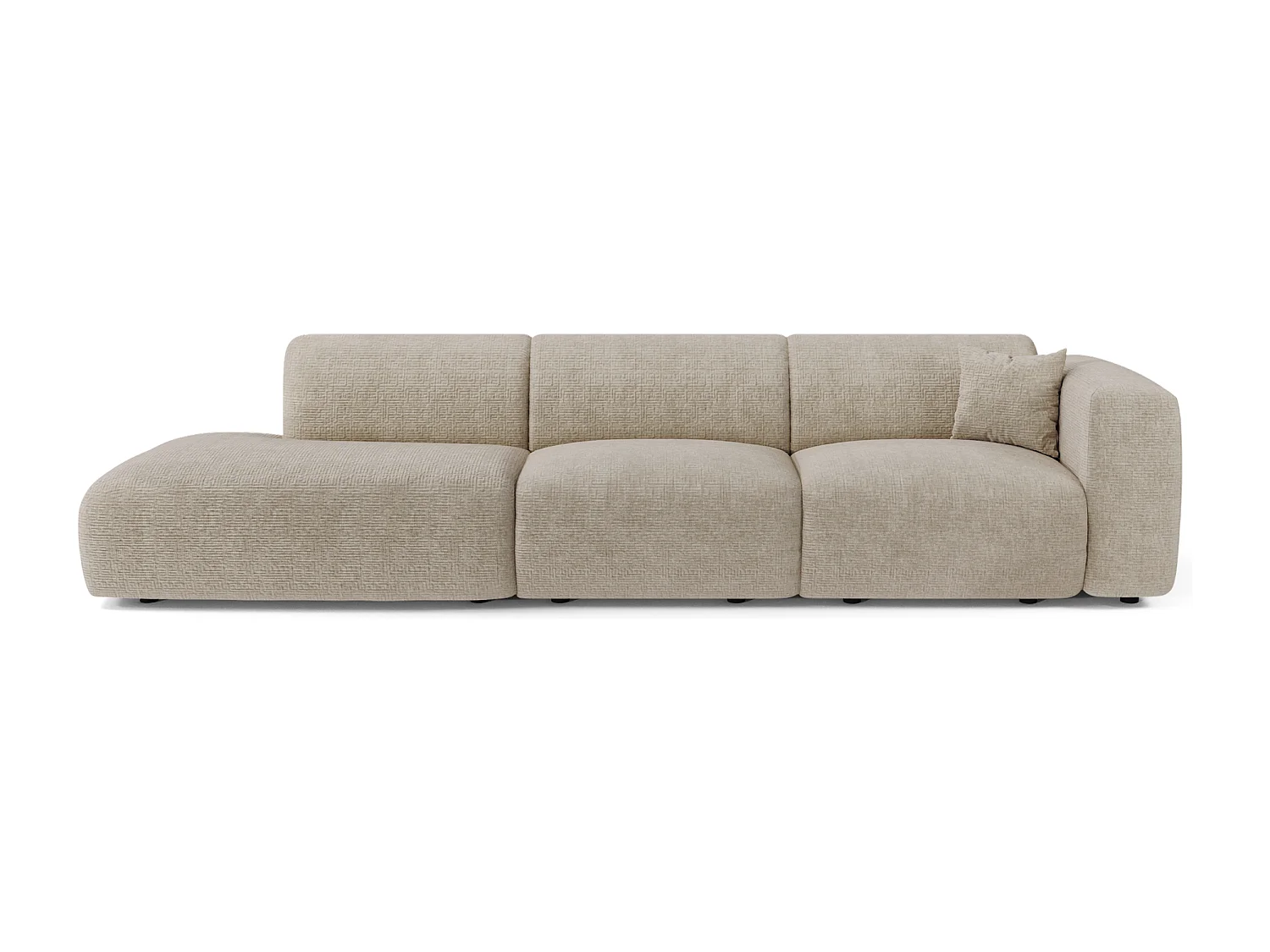 Canapé droit 310cm 5 places MYRA en velours à motifs beige