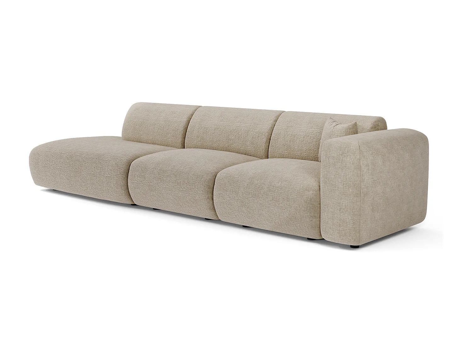 Canapé droit 310cm 5 places MYRA en velours à motifs beige