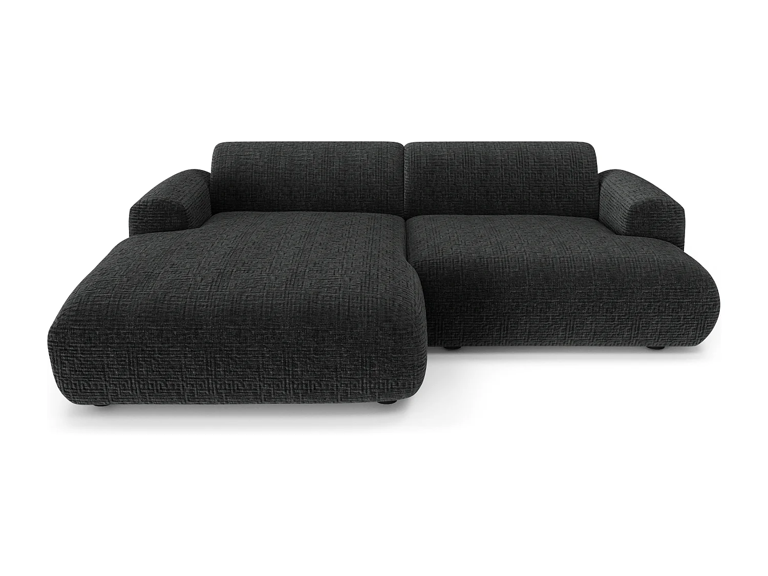 Canapé d'angle gauche 4 places velours à motifs noir 266cm MYRA