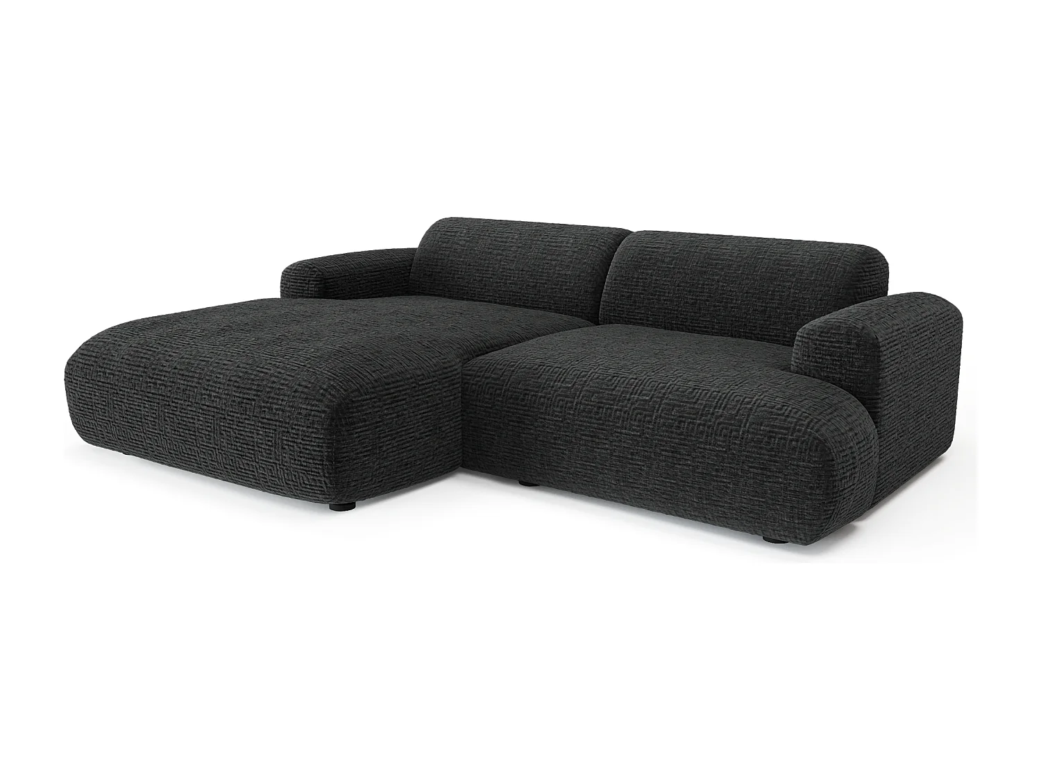 Canapé d'angle gauche 4 places velours à motifs noir 266cm MYRA