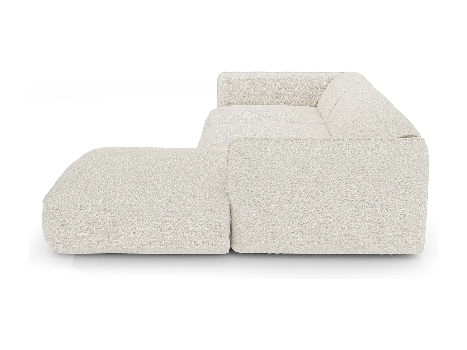 Canapé d'angle droit bouclette crème LIVIA