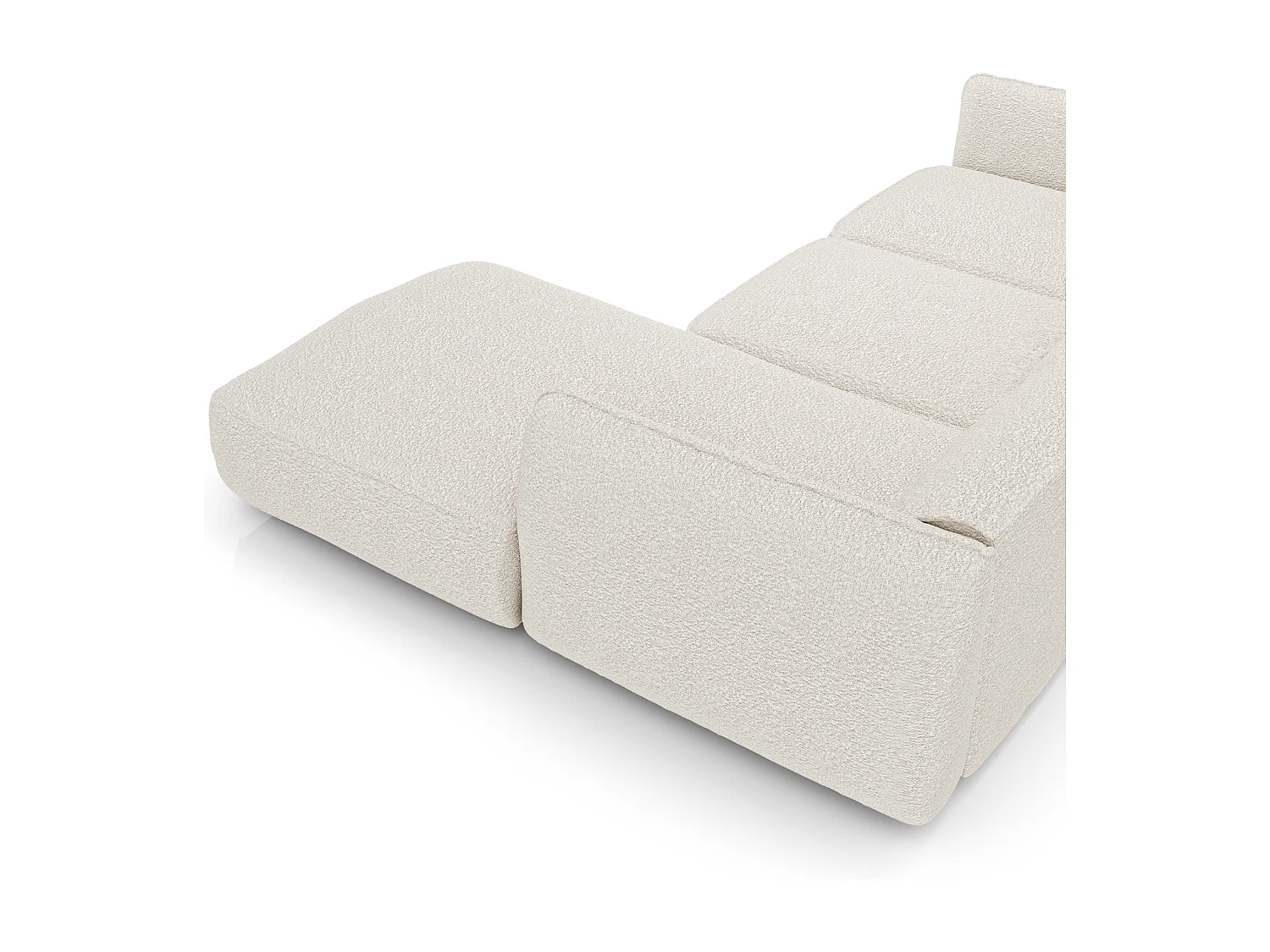 Canapé d'angle droit bouclette crème LIVIA