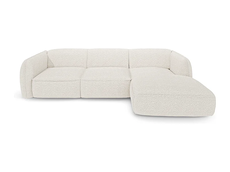 Canapé d'angle droit bouclette crème LIVIA