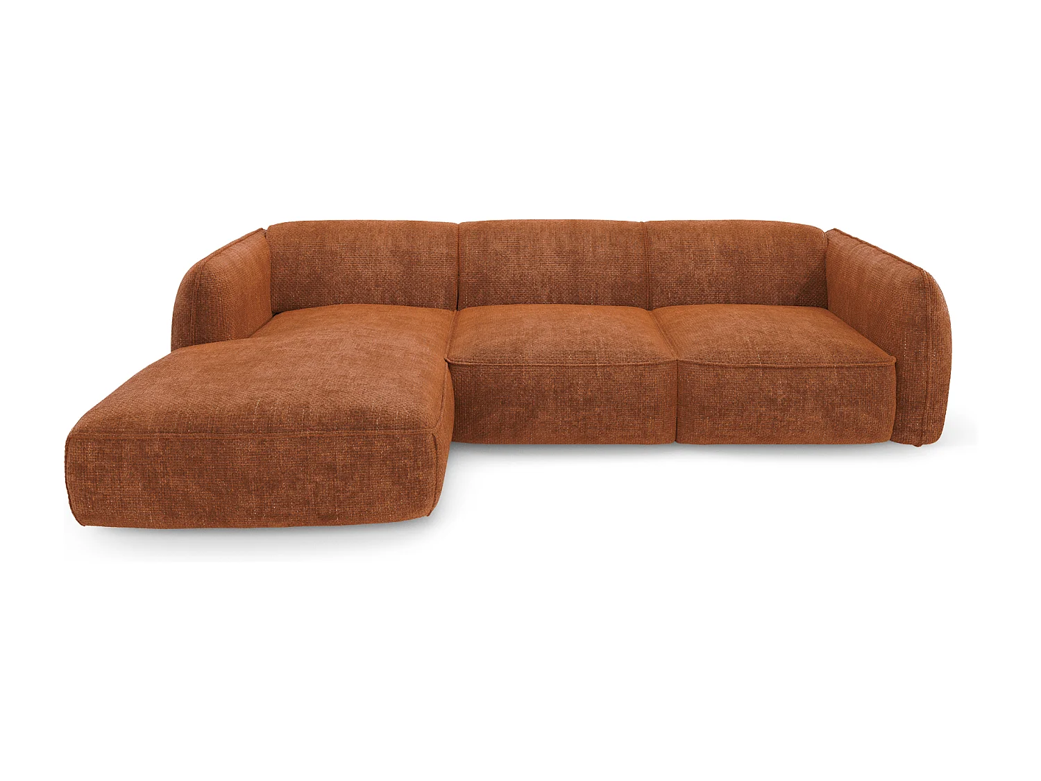 Canapé d'angle gauche velours tramé terracotta LIVIA