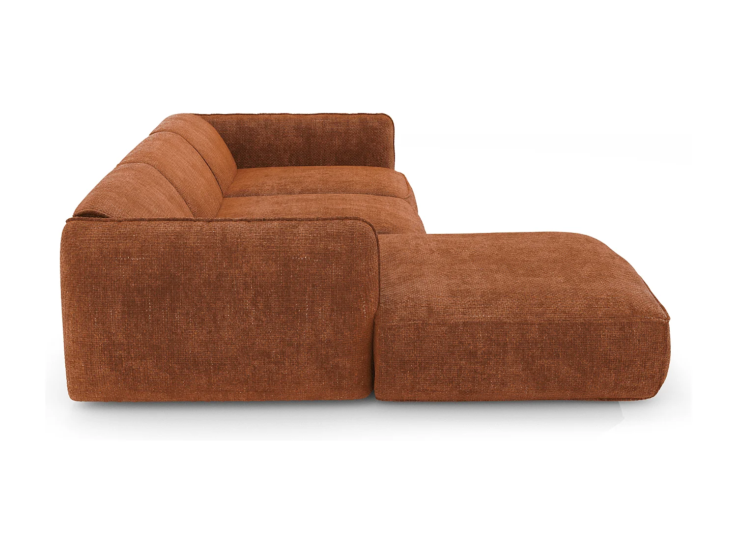 Canapé d'angle gauche velours tramé terracotta LIVIA