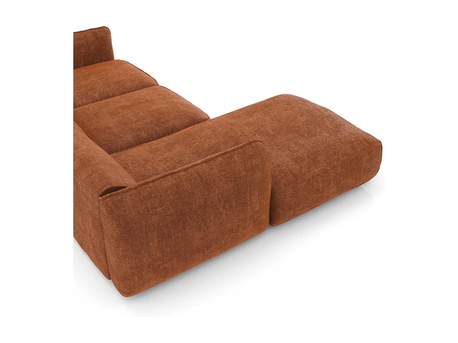 Canapé d'angle gauche velours tramé terracotta LIVIA